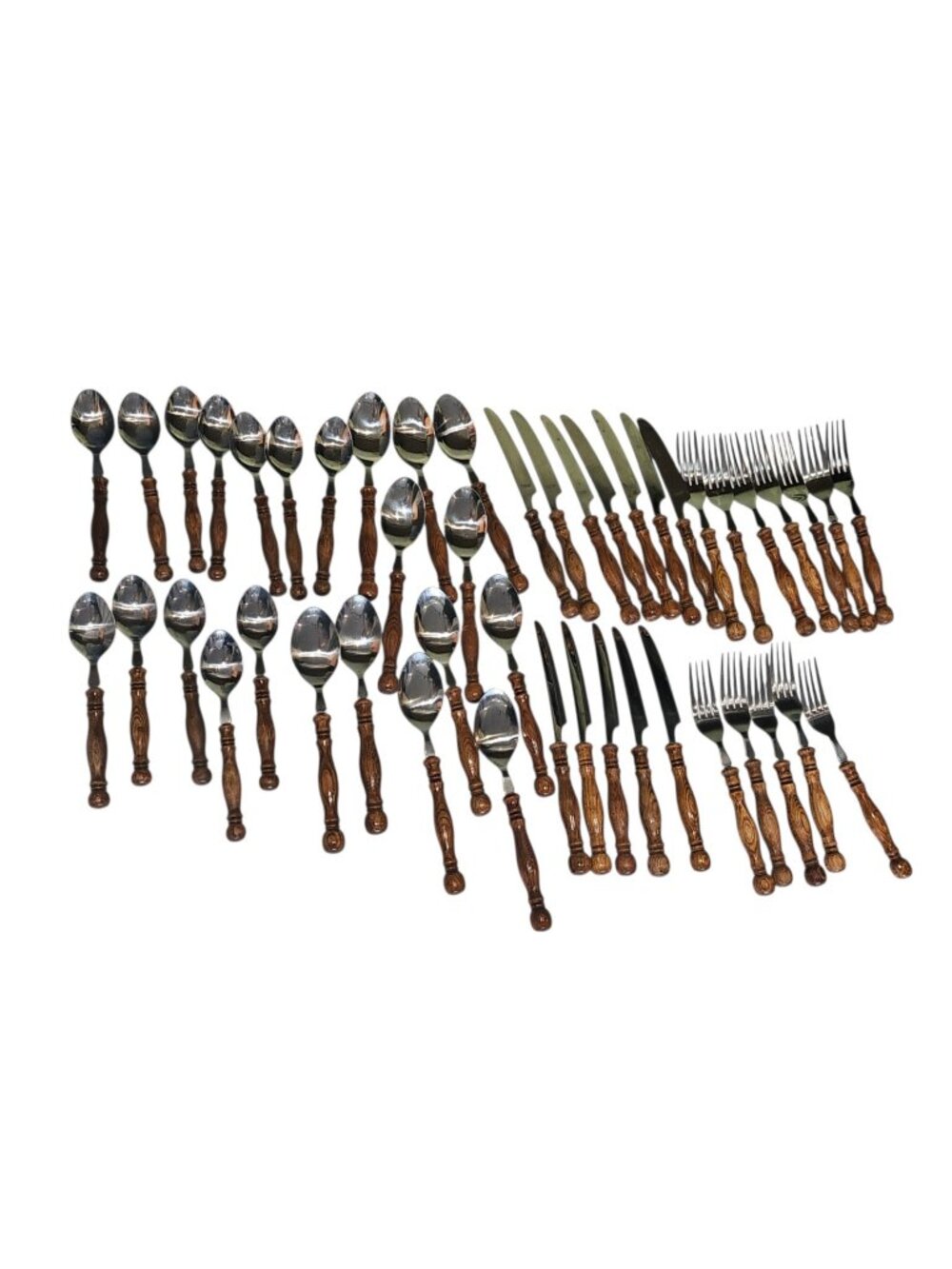 VTG Old Homestead Wood Handle Flatware Set 47 Pcs Farmhouse Rustic Silverware
